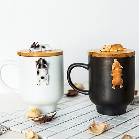 3D Corgi French Bulldog Ceramic Mugs