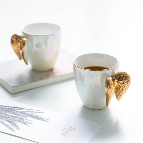 Creative White Ceramic Mug Gold Plated